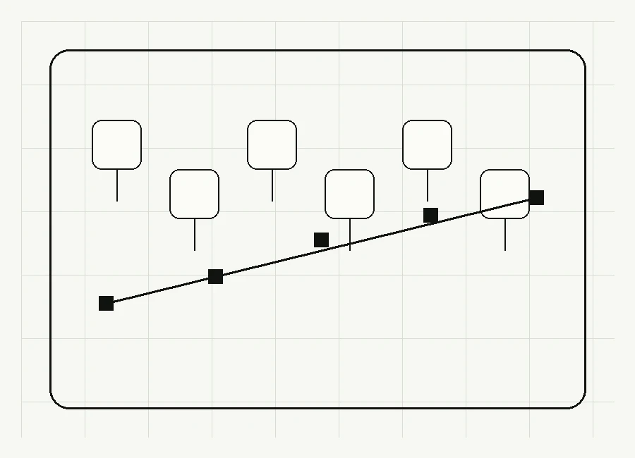 Minimal grid showing indie game launch steps